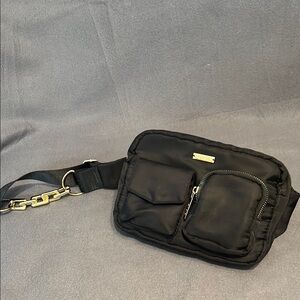 Kensie Black Belt Bag with Gold Accents
